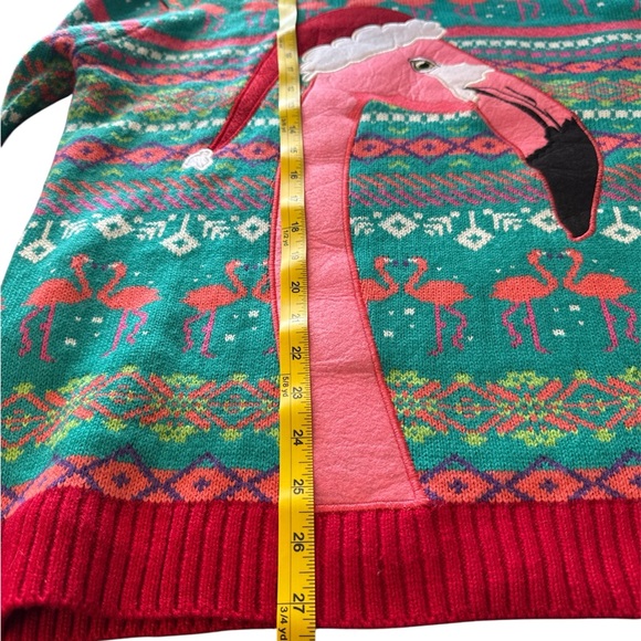 NEW Blizzard Bay Santa Flamingo bird ugly Christmas sweater, Fair Isle, Men’s L - Picture 7 of 8